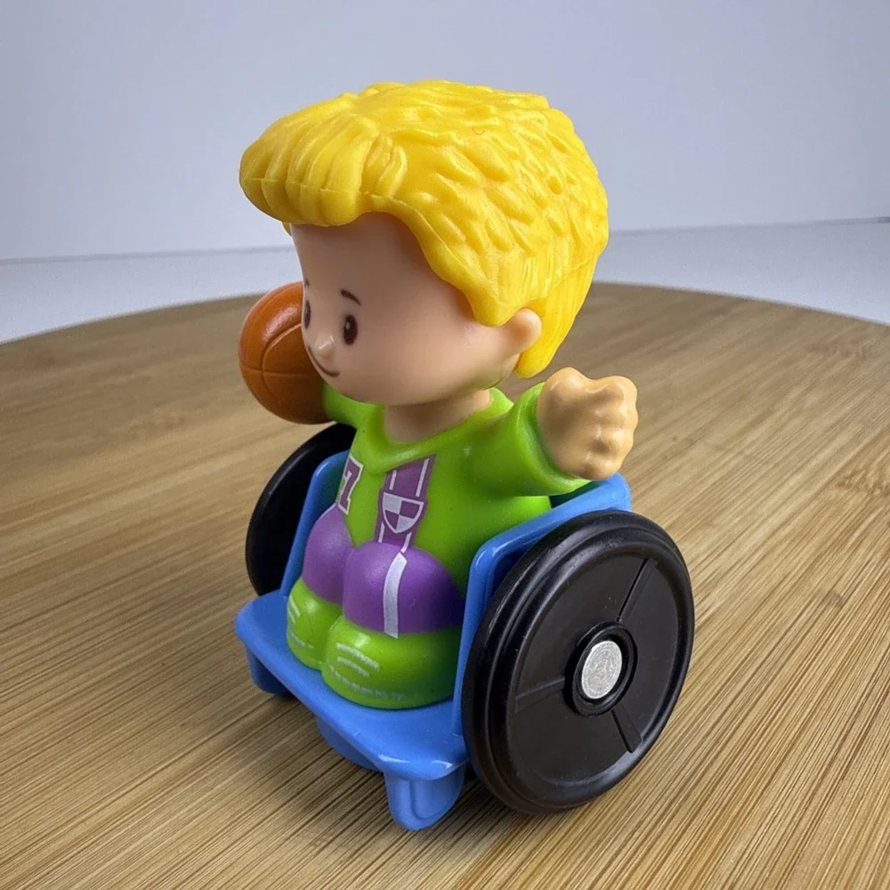 Fisher Price Little People Blonde Boy in Wheelchair Basketball School Bus Figure